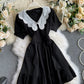 Black A line short dress fashion dress  977