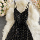 Black v neck sequins short dress  960