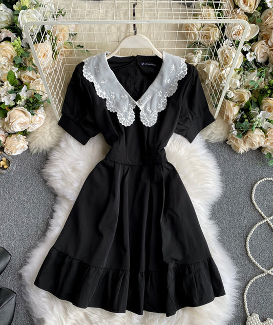 Black A line short dress fashion dress  977