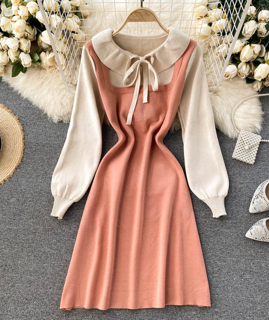 Sweet long sleeve sweater sweater dress  975