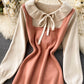Süßes Langarm-Pullover-Pullover-Kleid 975