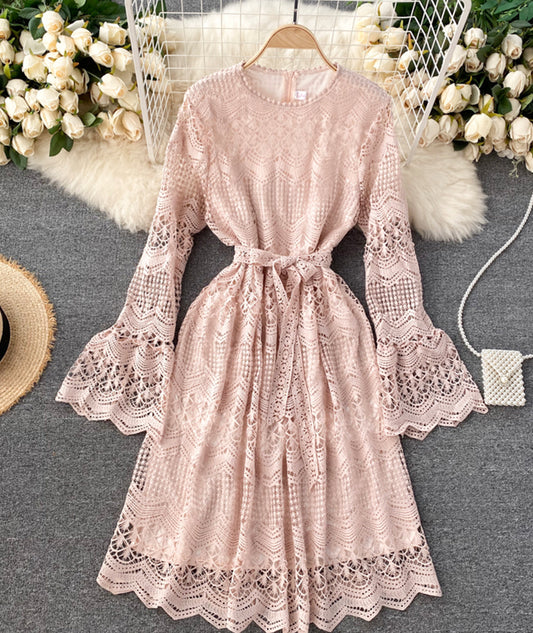 Cute lace long sleeve dress lace dress  968