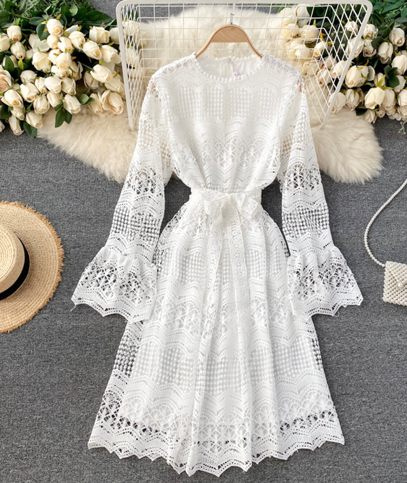 Cute lace long sleeve dress lace dress  968