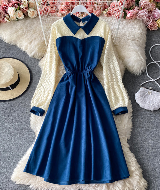 Cute A line long sleeve dress fashion dress  928
