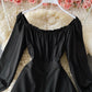 Black lace up long sleeve dress fashion dress  897