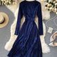 A line velvet dress long sleeve dress  912