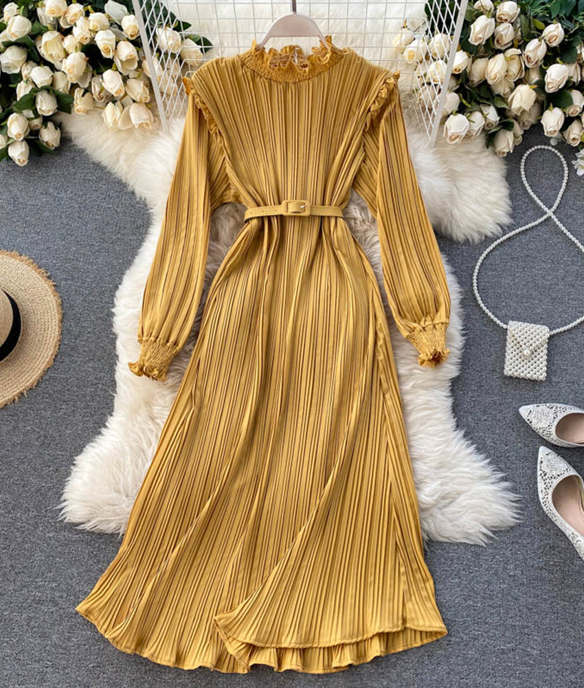 Simple A line long sleeve dress fashion dress  901