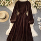 Stylish corduroy long sleeve dress  891