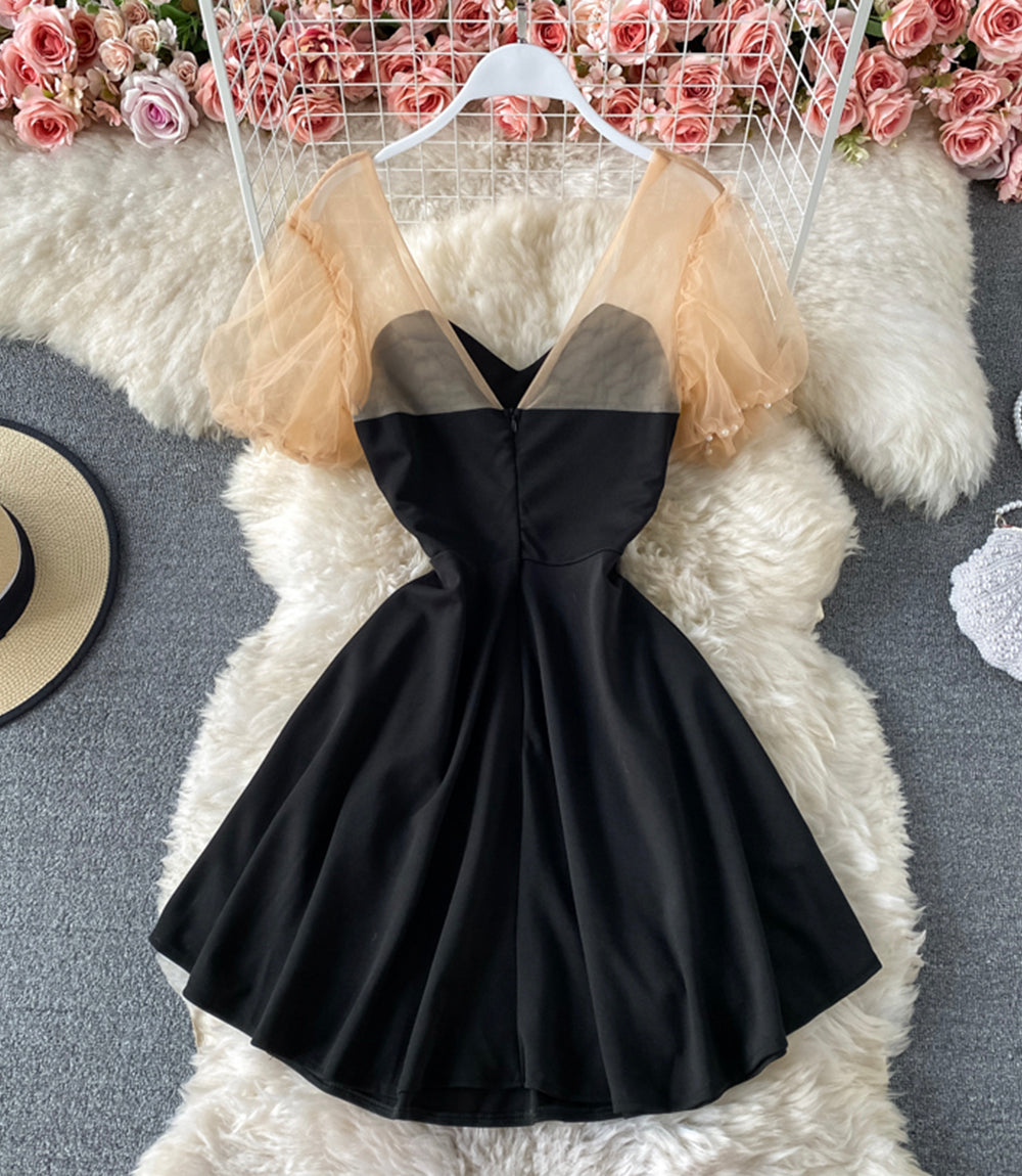 Cute A line black dress  870
