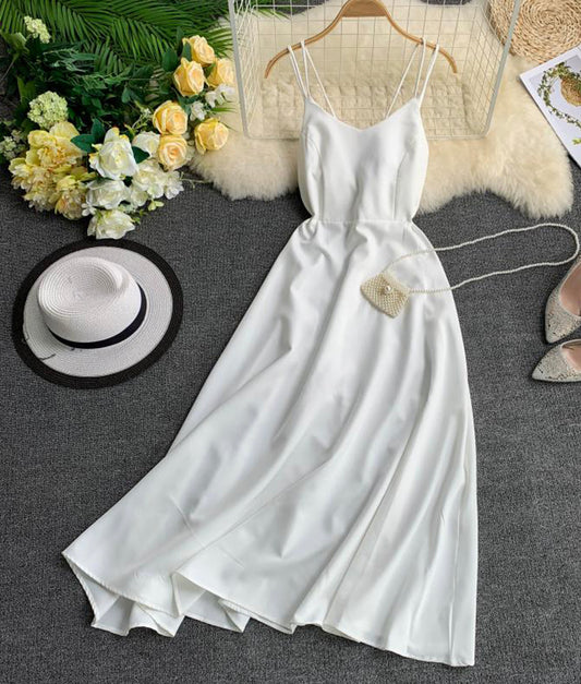 Simple A line v neck dress fashion dress  888
