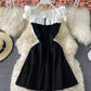 Süßes A-Linie kurzes Kleid schwarzes Kleid 855