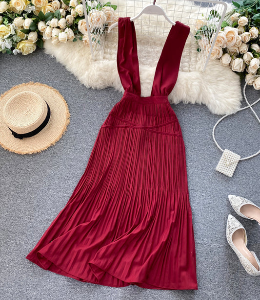 Cute A line v neck dress fashion dress  853