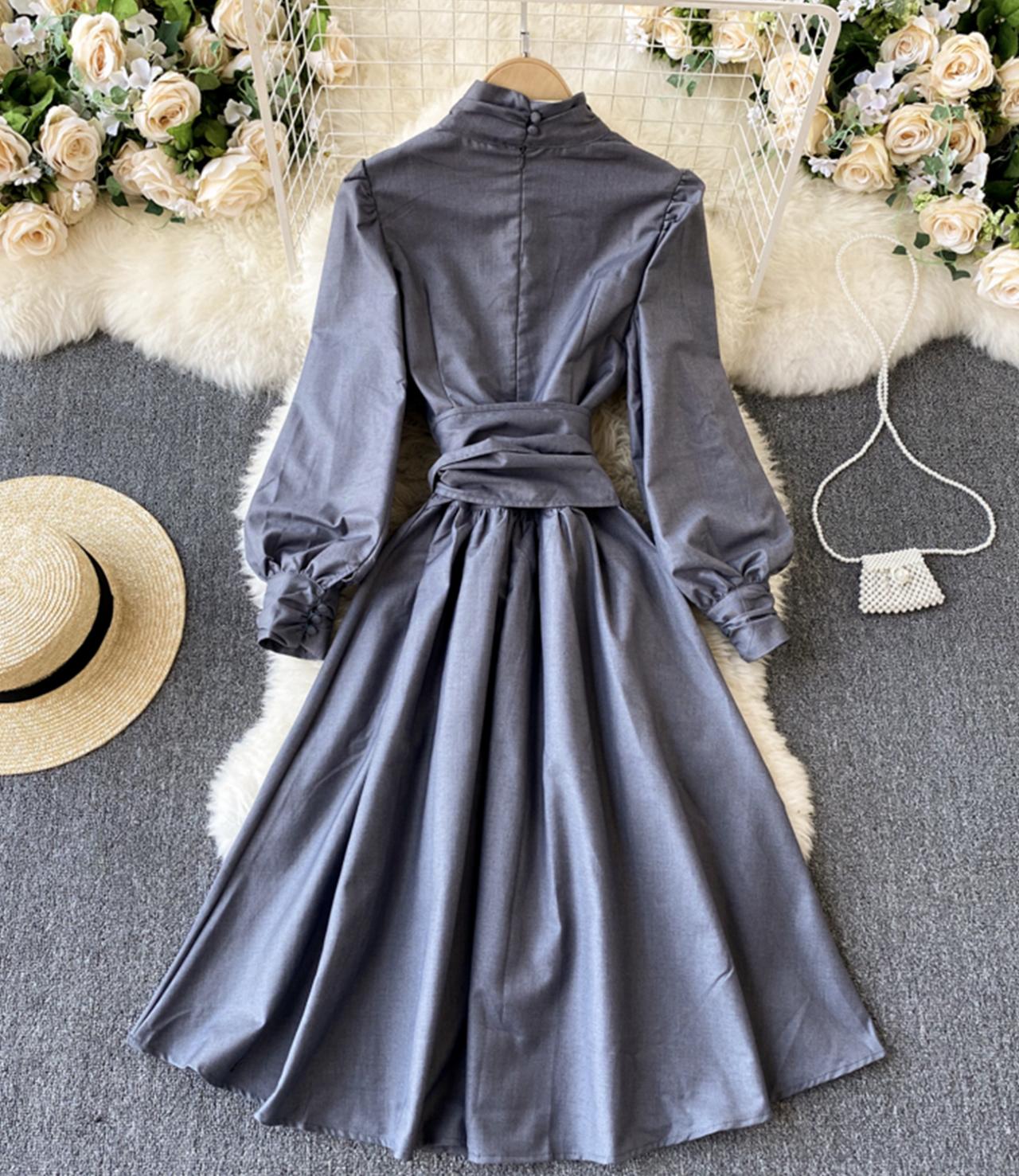 Elegant A line long sleeve dress  831