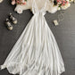 Einfaches Chiffonkleid in A-Linie, weißes Kleid mit V-Ausschnitt 824