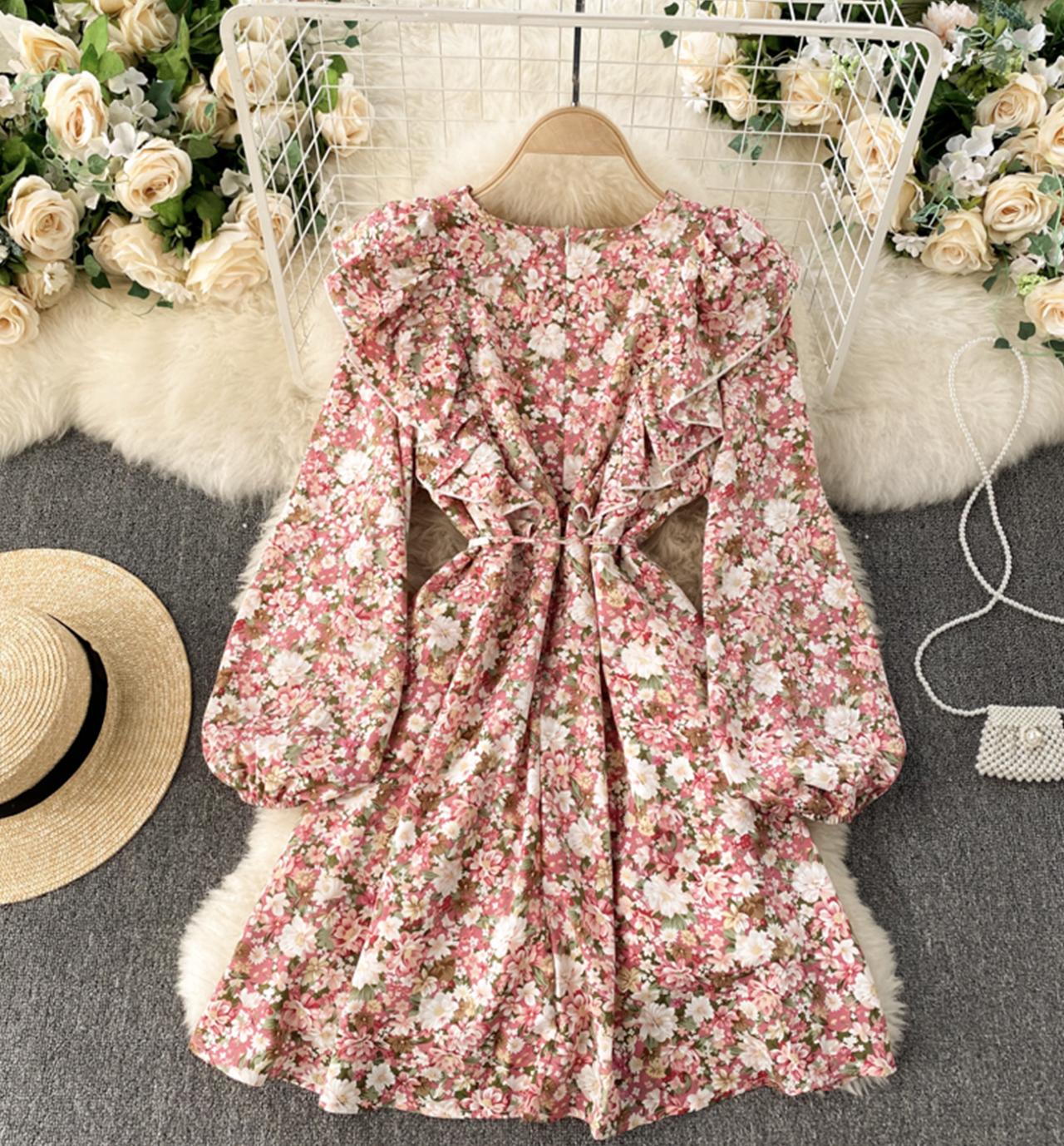 Süßes A-Linie Blumenkleid Modekleid 811