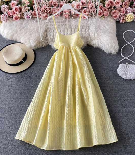 Yellow A line dress fashion dress  818