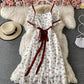 Cute A line floral dress short dress  807