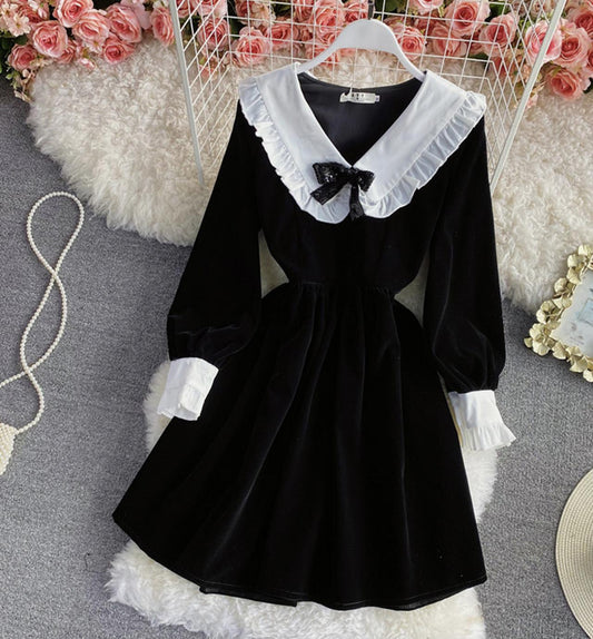 Cute A line long sleeve dress fashion dress  810