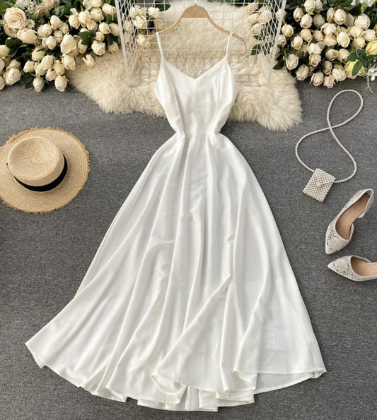 Cute v neck satin dress fashion dress  799