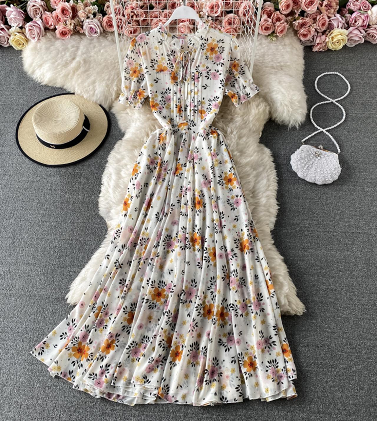 Süßes A-Linie Blumenkleid Modekleid 801