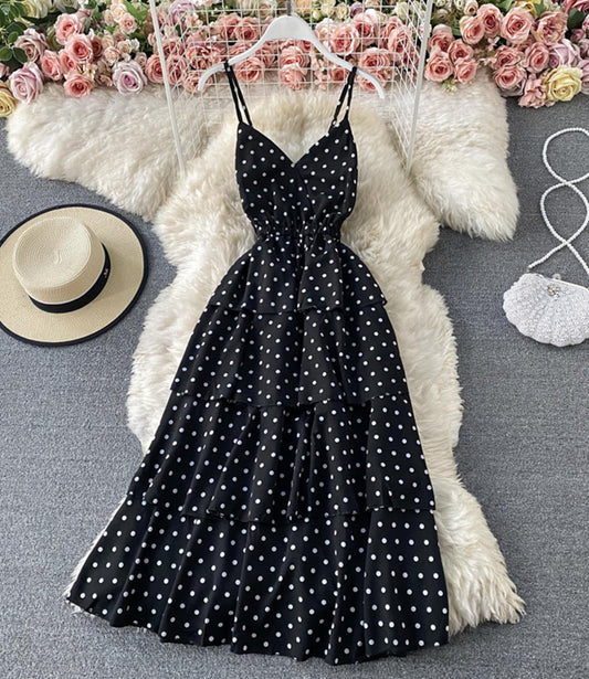 Robe courte noire à col en V pour fille 757