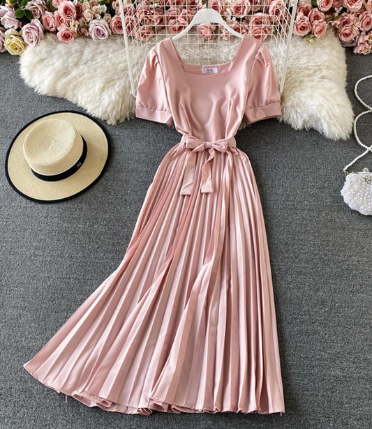 Robe trapèze à col rond et jolie robe tendance 756