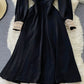 Elegantes langärmliges Spitzenkleid mit V-Ausschnitt, schwarzes Kleid 854