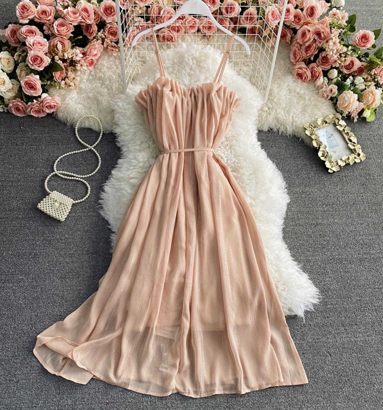 Cute pink chiffon short dress fashion dress  723