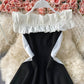 Süßes A-Linie kurzes Kleid schwarzes Kleid 855