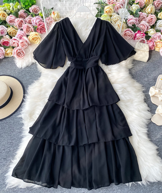 Lovely A line v neck chiffon dress  940