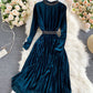 Elegant velvet long sleeve dress  963