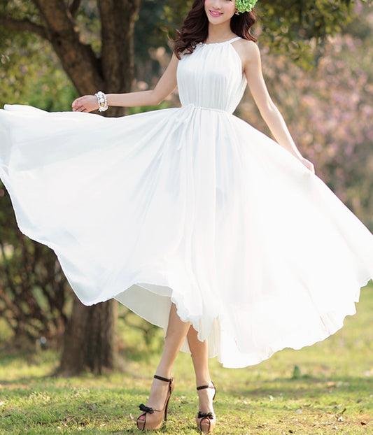 Cute round neck chiffon dress women's dress  1188