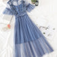 Cute A line tulle lace applique dress summer dress  1147