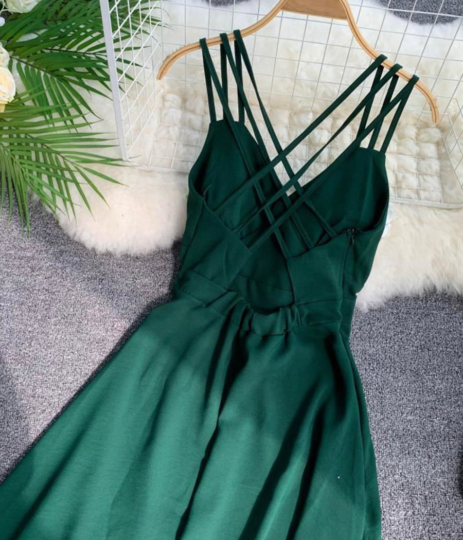 Damenkleid A-Linie V-Ausschnitt Chiffon rückenfreies Kleid 1227