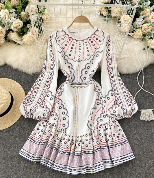 Cute A line long sleeve dress  832