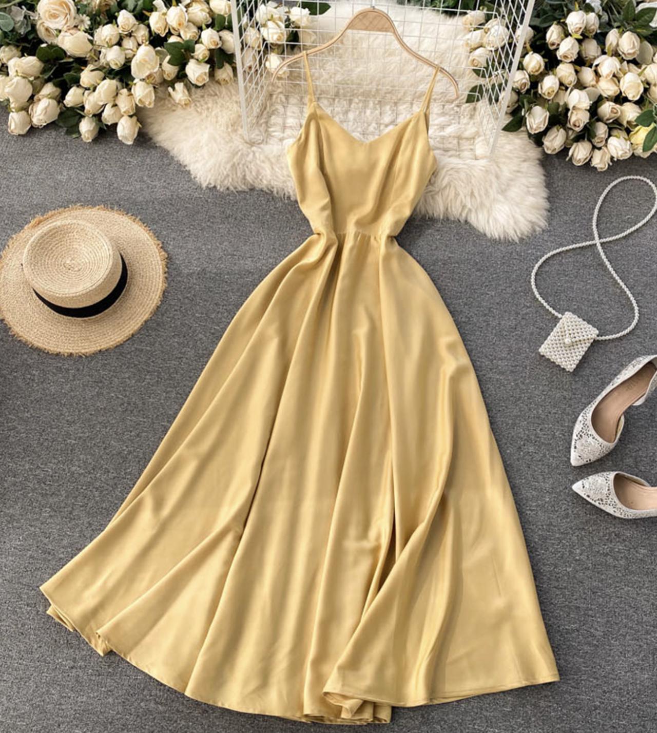 Süßes Satinkleid mit V-Ausschnitt, modisches Kleid 799 