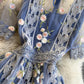High quality lace short dress blue A line dress  796