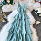 A-Linie V-Ausschnitt rückenfreies Kleid Damenkleid 1058