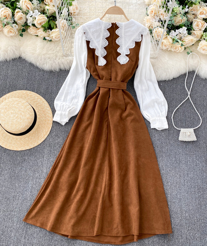 Cute A line long sleeve dress fashion dress  927