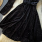Black v neck velvet short dress  900