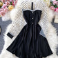 Black A line long sleeve dress fashion dress  1071