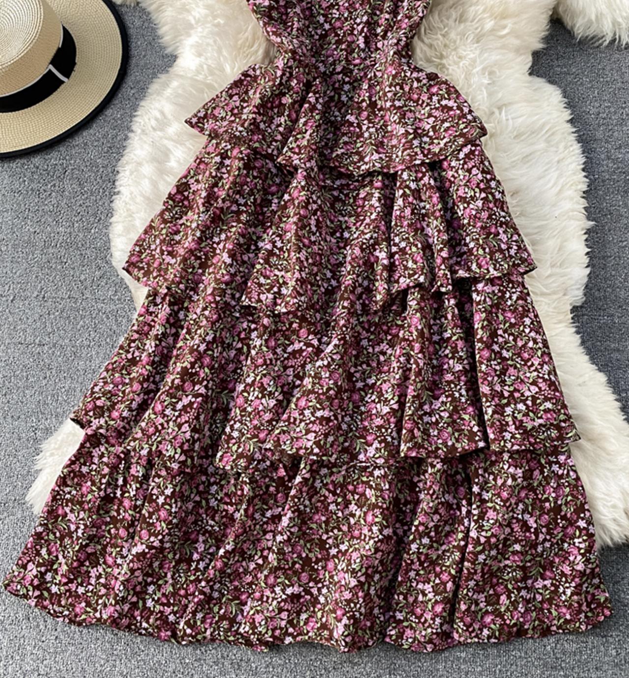 Cute A line floral dress  815