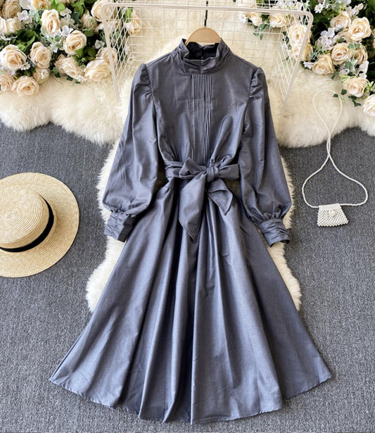 Elegant A line long sleeve dress  831
