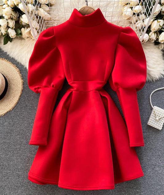 Cute puff sleeve dress  938