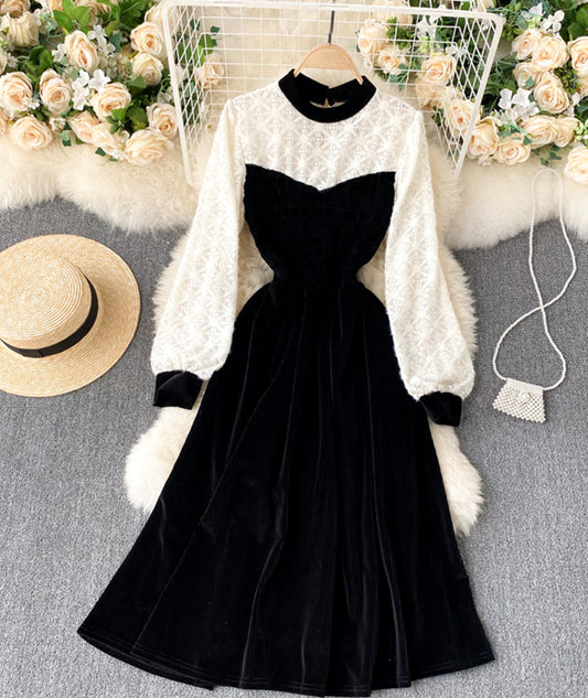 Cute A line stitching dress  919