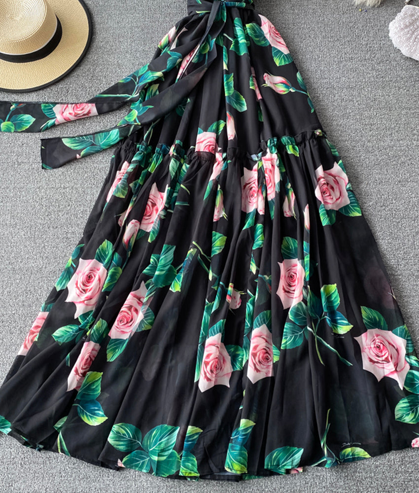 Stylish A line floral pattern dress  883