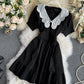 Black A line short dress fashion dress  977