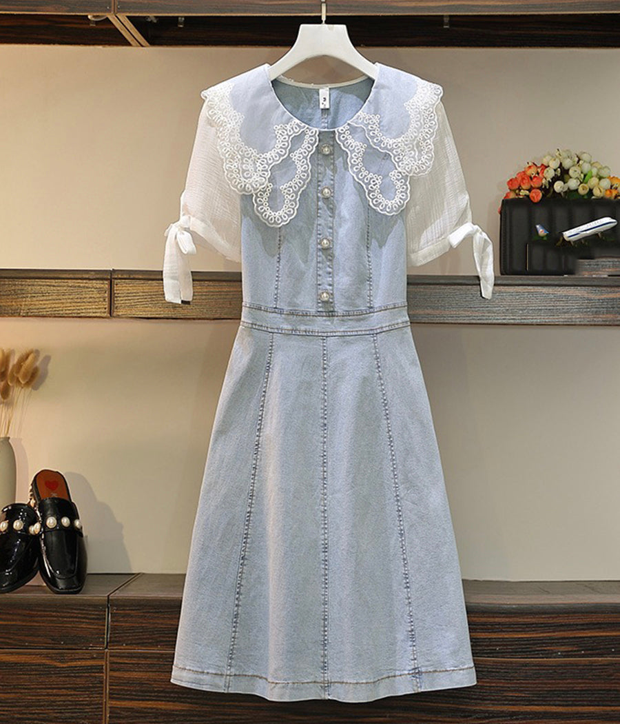 Lovely lace stitching dress  1254