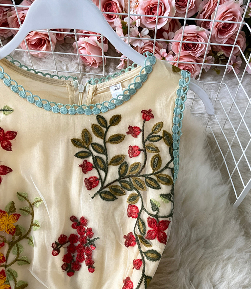 Cute A line embroidery dress  851