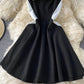 Cute A line short dress black dress  855